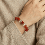 Clear Quartz & Red Agate & Cinnabar Bracelet
