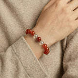 Clear Quartz & Red Agate & Cinnabar Bracelet
