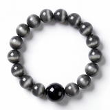 Grey Cat's Eye & Silver Obsidian Bracelet