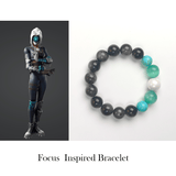 Gamer Focus Bracelet – Black Rutilated Quartz &amp; Turquoise Beaded Bracelet